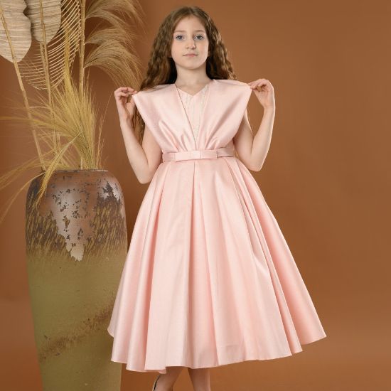 صورة فستان بناتي سهرة 4 الوان منفوش - M3469